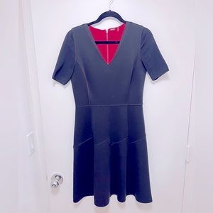 Elie Tahari black scuba red interior dress